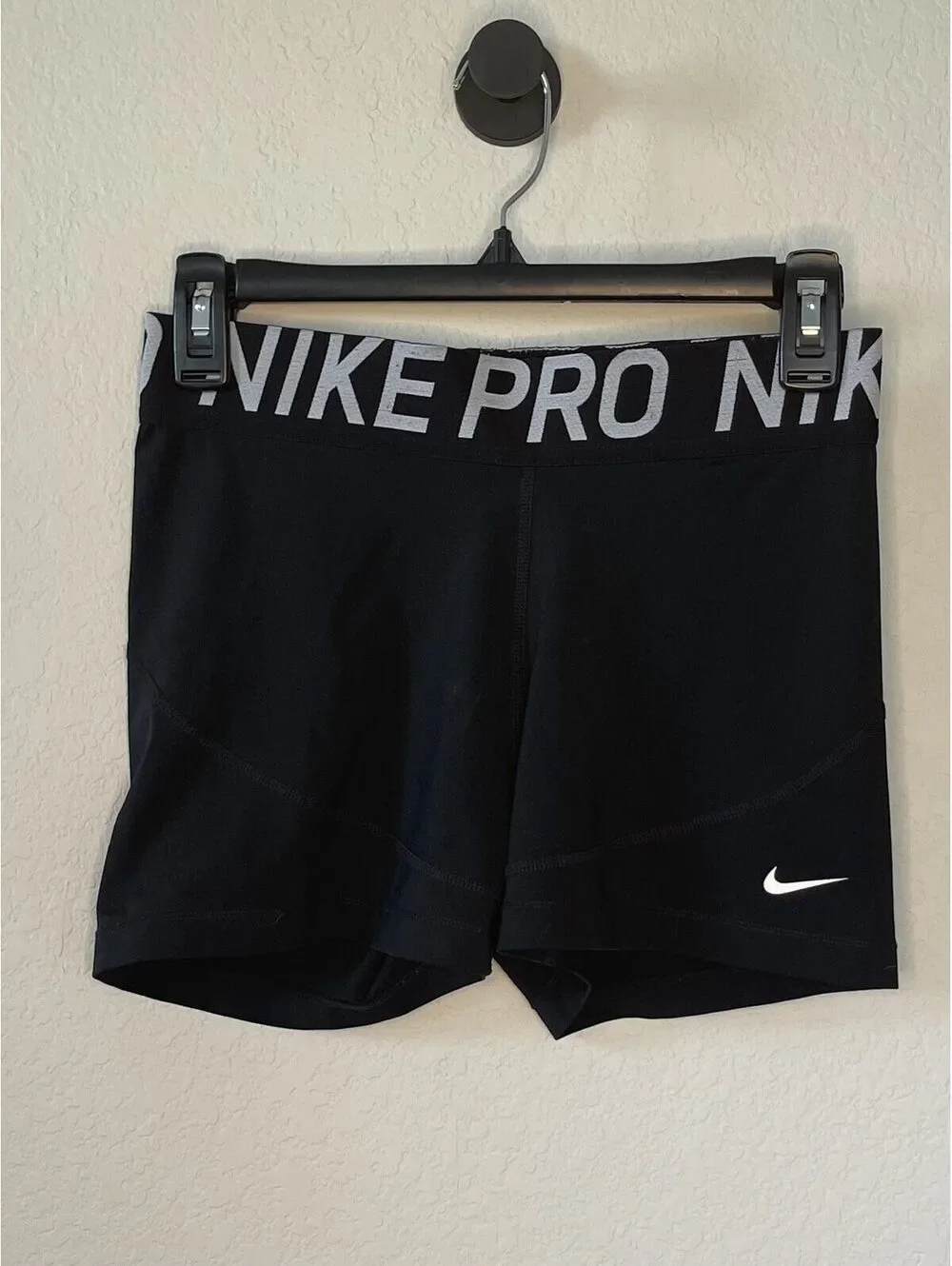 Nike Pro Compression Training Shorts Black White Logo Women's Large